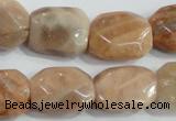 CSS258 15.5 inches 15*20mm faceted rectangle natural sunstone beads