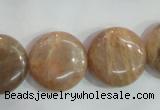 CSS260 15.5 inches 20mm flat round natural sunstone beads