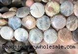 CSS421 15.5 inches 25mm flat round sunstone beads wholesale