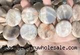 CSS422 15.5 inches 30mm flat round sunstone beads wholesale