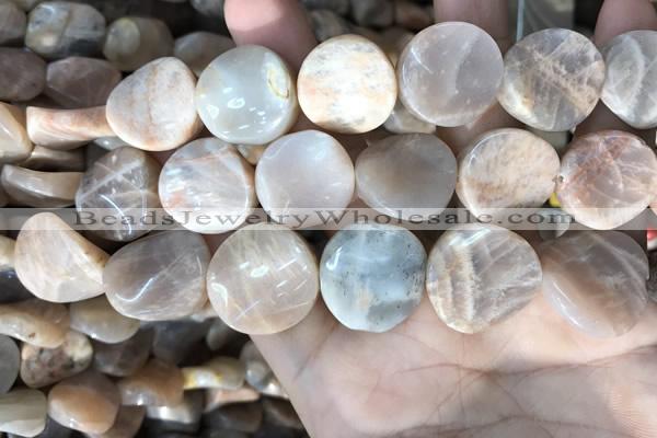 CSS439 15.5 inches 20mm twisted coin sunstone beads wholesale