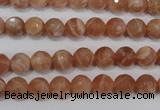 CSS502 15.5 inches 7mm faceted round natural golden sunstone beads