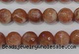 CSS506 15.5 inches 11mm faceted round natural golden sunstone beads