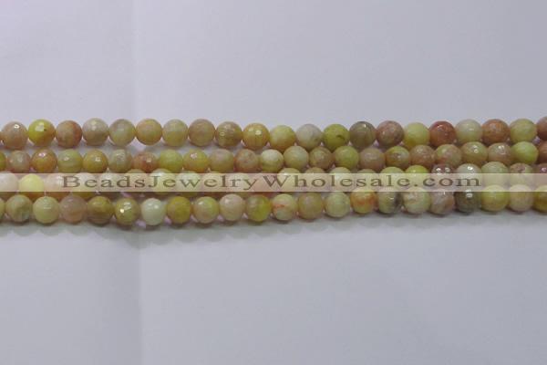 CSS611 15.5 inches 6mm faceted round yellow sunstone gemstone beads