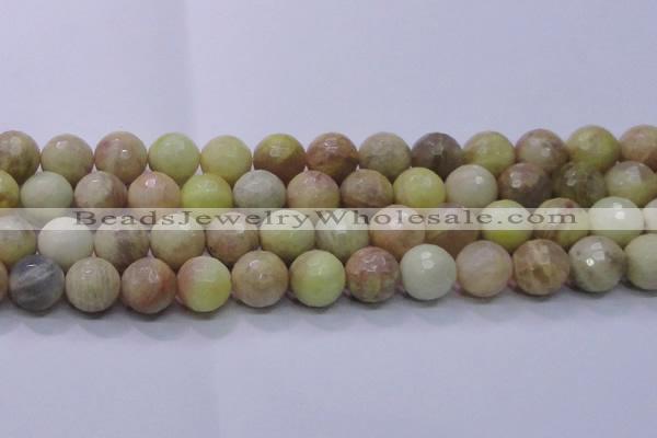 CSS616 15.5 inches 16mm faceted round yellow sunstone gemstone beads