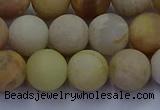 CSS624 15.5 inches 12mm round matte yellow sunstone gemstone beads