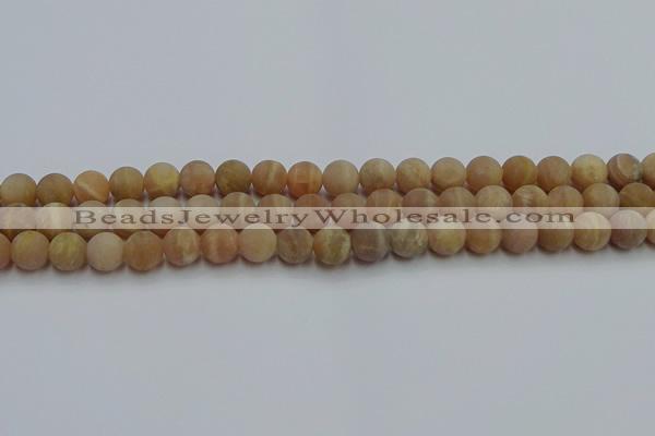 CSS652 15.5 inches 8mm round matte sunstone beads wholesale