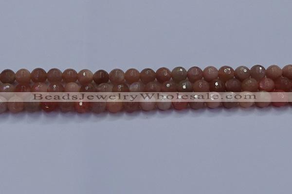 CSS672 15.5 inches 8mm faceted round sunstone gemstone beads