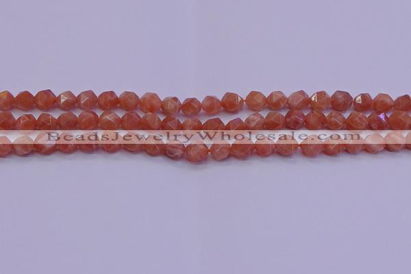 CSS681 15.5 inches 6mm faceted nuggets natural sunstone beads