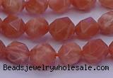 CSS682 15.5 inches 8mm faceted nuggets natural sunstone beads