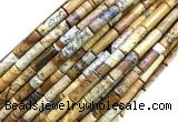 CTB1068 15 inches 4*13mm tube picture jasper beads wholesale