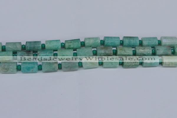 CTB208 15.5 inches 10*15mm faceted tube amazonite beads