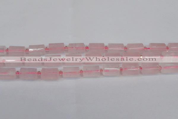 CTB212 15.5 inches 13*18mm faceted tube rose quartz beads