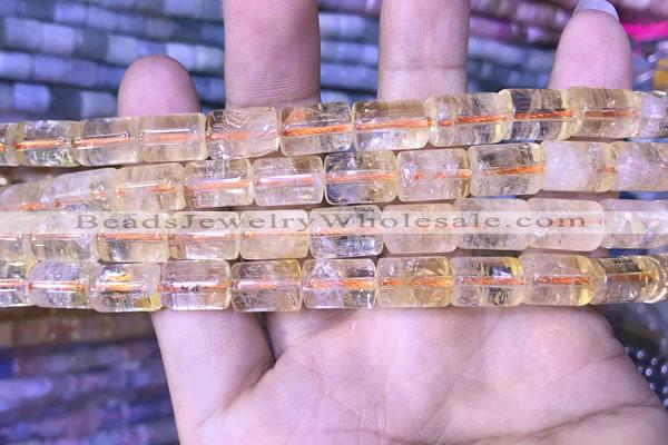 CTB254 15.5 inches 8*12mm tube natural citrine gemstone beads