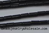 CTB300 15.5 inches 3*6mm tube black stone beads wholesale