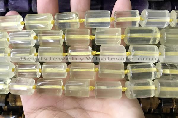 CTB619 15.5 inches 11*16mm - 12*18mm faceted tube lemon quartz beads