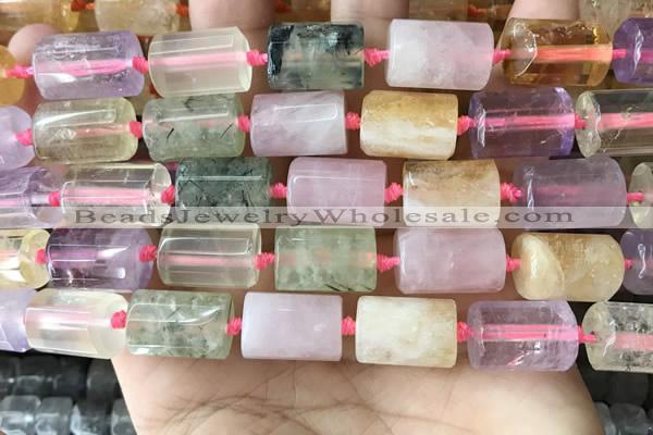 CTB622 15.5 inches 11*16mm - 12*18mm faceted tube mixed quartz beads