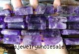 CTB671 14*27mm - 15*28mm faceted flat tube amethyst beads