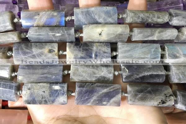 CTB674 14*27mm - 15*28mm faceted flat tube labradorite beads