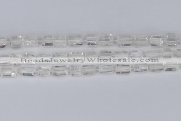 CTB730 15.5 inches 6*10mm - 8*12mm faceted tube white crystal beads