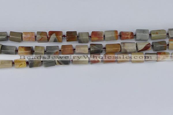 CTB737 15.5 inches 6*10mm - 8*12mm faceted tube polychrome jasper beads