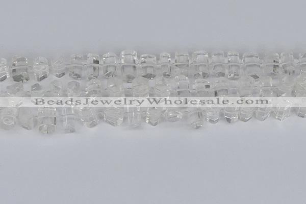 CTB750 15.5 inches 6*10mm - 8*12mm faceted tube white crystal beads