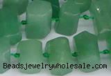 CTB756 15.5 inches 6*10mm - 8*12mm faceted tube green aventurine beads