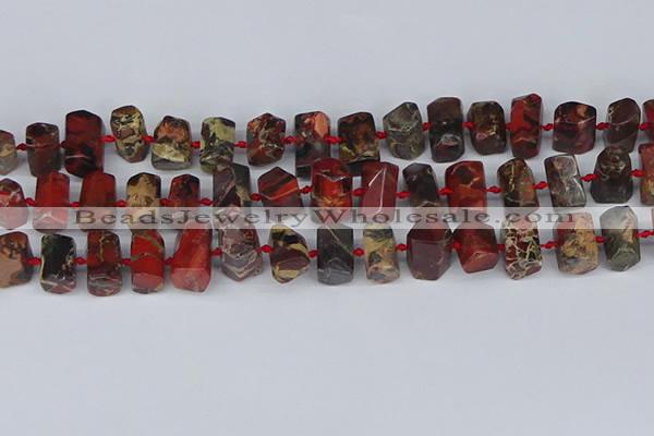 CTB763 15.5 inches 6*10mm - 8*12mm faceted tube poppy jasper beads