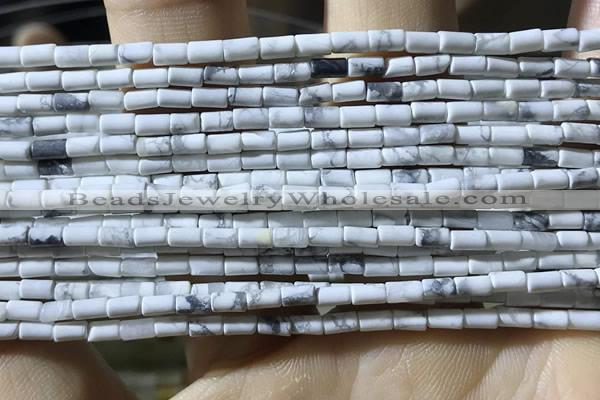 CTB811 15.5 inches 2*4mm tube white howlite beads wholesale