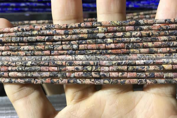 CTB816 15.5 inches 2*4mm tube leopard skin jasper beads wholesale