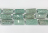 CTB852 13*25mm - 15*28mm faceted flat tube amazonite beads