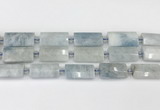 CTB859 13*25mm - 15*28mm faceted flat tube aquamarine beads