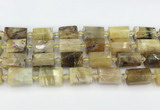 CTB871 13*25mm - 14*19mm faceted tube yellow opal beads