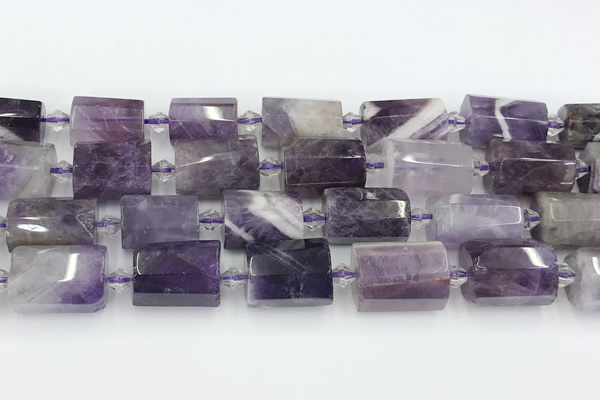 CTB877 13*25mm - 14*19mm faceted tube amethyst beads