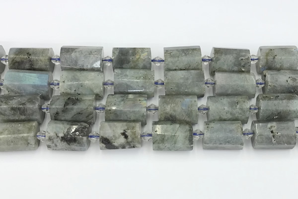 CTB878 13*25mm - 14*19mm faceted tube labradorite beads