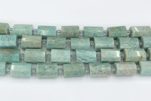 CTB882 13*25mm - 14*19mm faceted tube amazonite beads