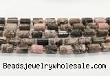 CTB895 15.5 inches 10*14mm faceted tube rhodonite gemstone beads