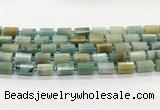 CTB897 15.5 inches 10*14mm faceted tube amazonite beads wholesale