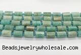 CTB898 15.5 inches 10*14mm faceted tube amazonite gemstone beads