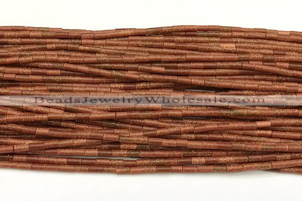 CTB989 15 inches 2*4mm tube goldstone beads