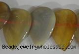 CTD08 Top drilled 22*30mm flat teardrop agate gemstone beads