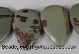 CTD11 Top drilled 22*30mm flat teardrop red artistic jasper beads