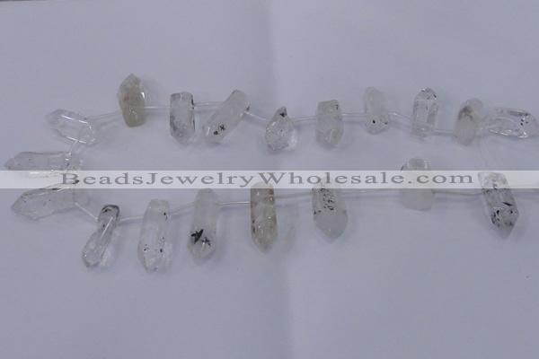 CTD1138 Top drilled 8*20mm - 10*30mm nuggets white crystal beads