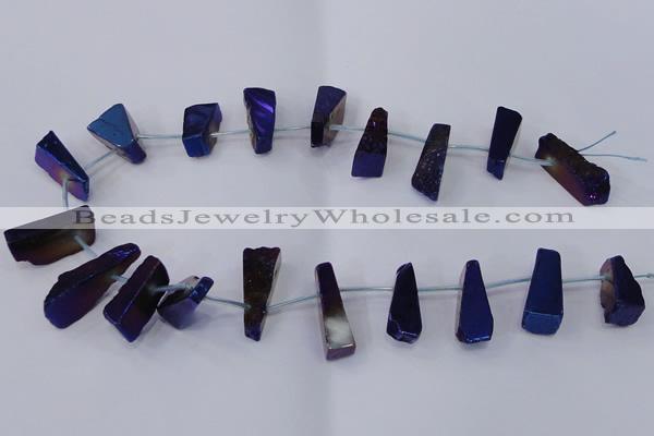 CTD1164 Top drilled 8*25mm - 10*35mm freeform plated quartz beads