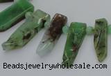 CTD1204 Top drilled 5*15mm - 8*35mm sticks Australia chrysoprase beads