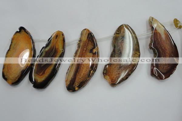 CTD1534 Top drilled 30*65mm - 35*80mm freeform agate slab beads