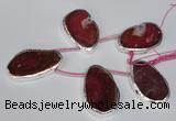 CTD1577 30*45mm - 35*50mm freeform agate beads with brass setting