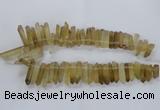 CTD1592 Top drilled 6*20mm - 8*45mm sticks lemon quartz beads