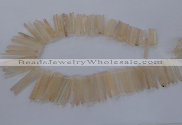 CTD1621 Top drilled 5*25mm - 6*45mm sticks white crystal beads