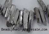 CTD1623 Top drilled 4*15mm - 6*35mm sticks plated quartz beads